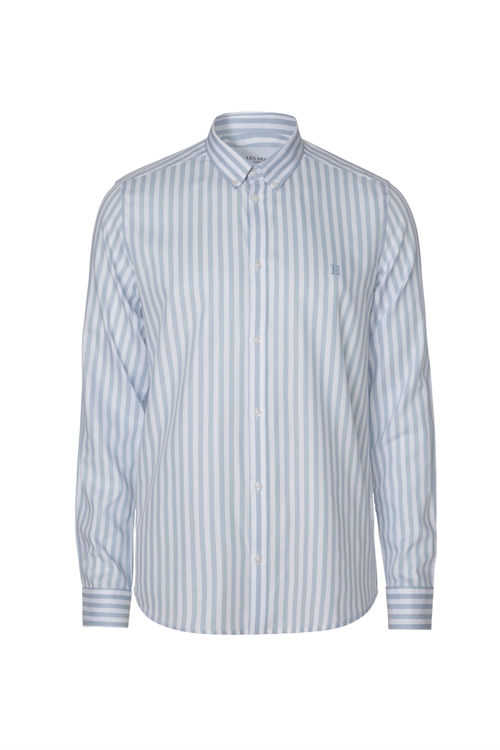 Les Deux Christoph Stripe Poplin shirt - Dust Blue/White
